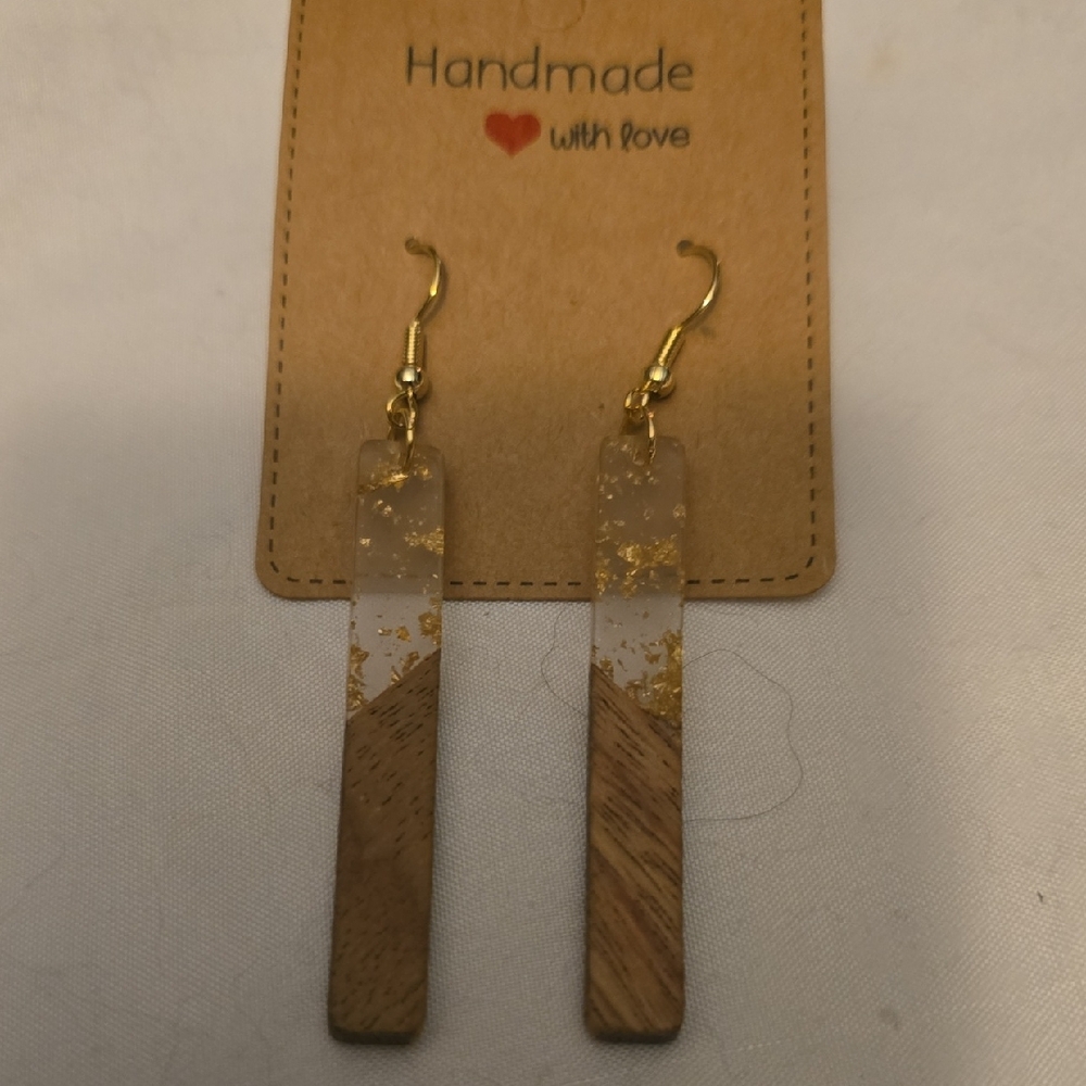 Gold and Brown Textured Drop Earrings